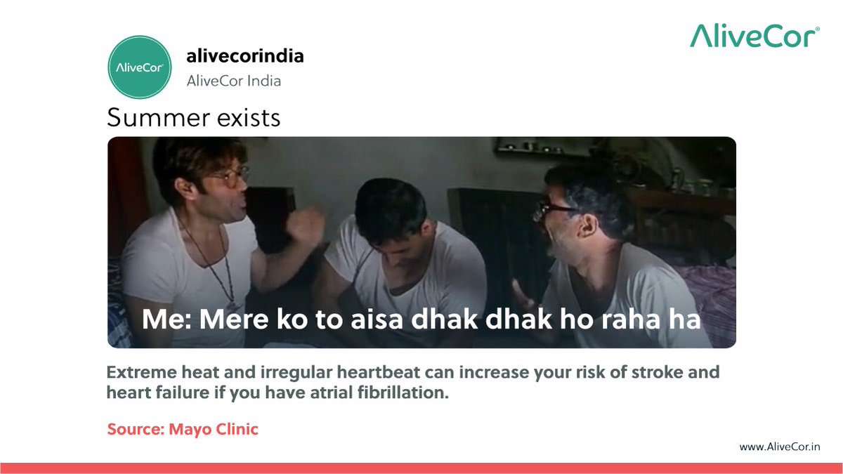 AlivecorIndia's tweet photo. Like everyone in India, we also want to complain about the rising heat. It also affects your heart health. Keep yourself hydrated, stay indoors more and eat seasonal fruits to stay cool.
#healthyheart❤️ #AliveCorIndia #KardiaMobile6L #6lissufficient #mondaythoughts #mondayhealth https://t.co/g1j4f8kwG6