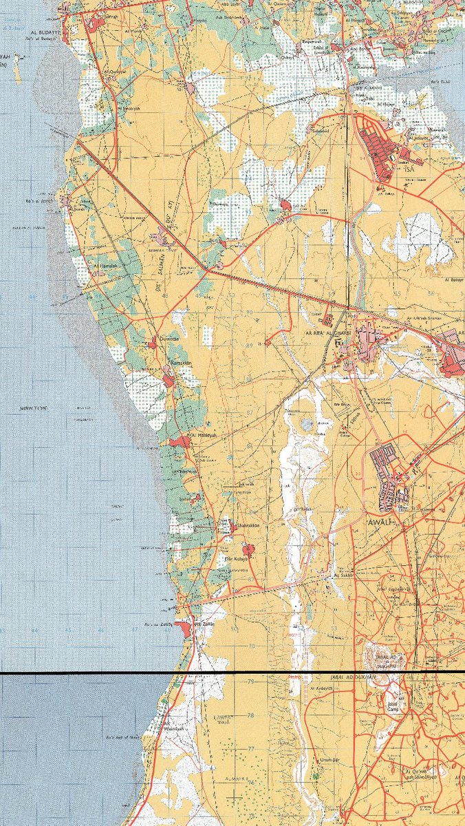 map_bh's tweet photo. Hamad town is interesting too. Its borders are shaped by the rocky interior on the east and shoreline villages on the west. It's on sloping land once filled with dilmun burial mounds. Easy to see how changes to this geography contributed to recent floods near Al Lawzi. https://t.co/fTbH4AnfmZ