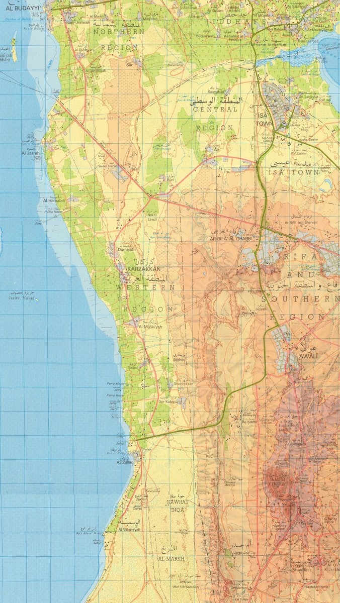 map_bh's tweet photo. Hamad town is interesting too. Its borders are shaped by the rocky interior on the east and shoreline villages on the west. It's on sloping land once filled with dilmun burial mounds. Easy to see how changes to this geography contributed to recent floods near Al Lawzi. https://t.co/fTbH4AnfmZ