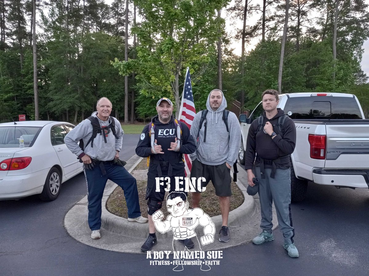 F3ENC's tweet photo. 37 PAX on Mayuary morning:

11 @ #breakdown
8 @ #mash
10 @ #thecollardpatch
5 @ #aboynamedsue
3 @ F3 Farmville

#f3enc
#F3Nation
#f3counts https://t.co/vMS6Jnwmtp