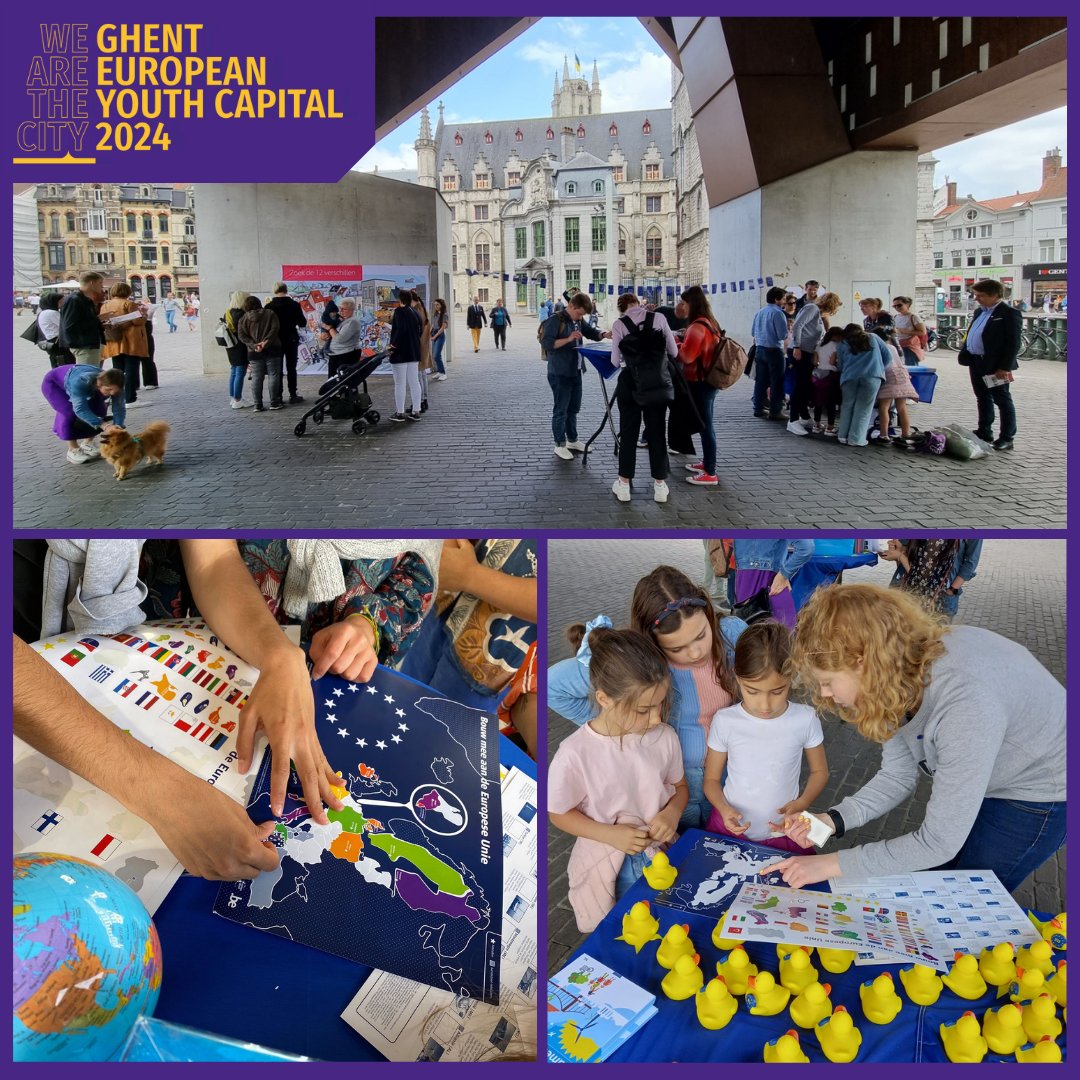 Today is #EuropeDay. Because we're early birds we already celebrated this on Saturday under the City Pavillion. Lots of European youngsters visited us. We challenged them and tested their knowledge! Many Europe rubber ducks were won! #eyc2024 #wearethecity