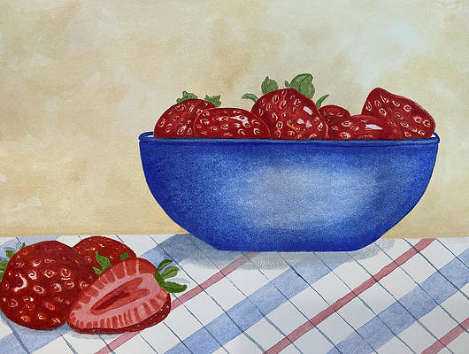 Just like at grandma's house in the summer.  Red ripe #strawberries in a #bluebowl on a #plaidtablecloth.  #watercolorfruit #watercolorpainting #kitchendecor #rusticart #countrystyle #farmhouseart 

deborah-league.pixels.com/featured/summe…

#springforart #buyintoart