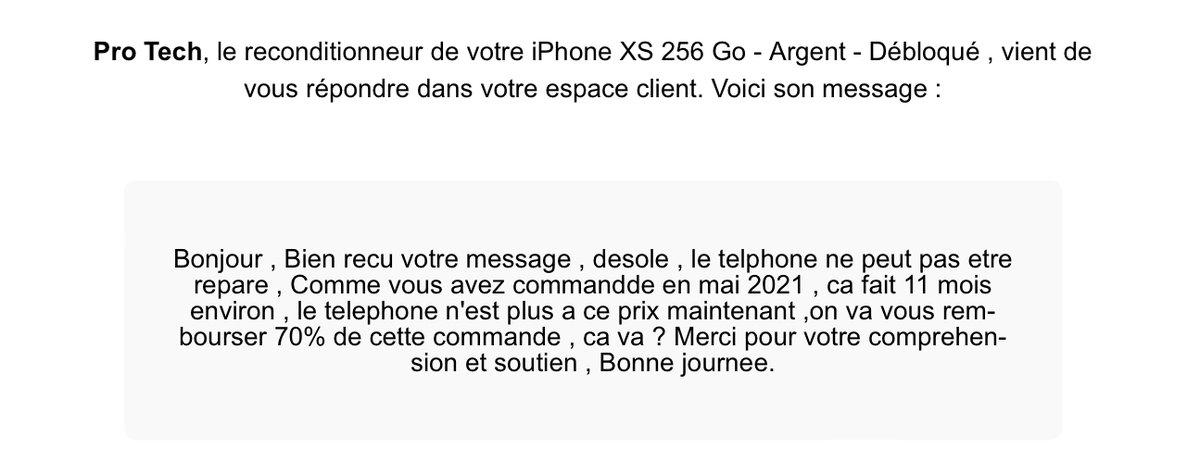 Un soucis de poussière sur le capteur photo dû au reconditionnement, voici la réponse du vendeur de BackMarket 
Quand je conseil aux gens d’éviter ce genre de plateforme ce n’est pas pour rien.