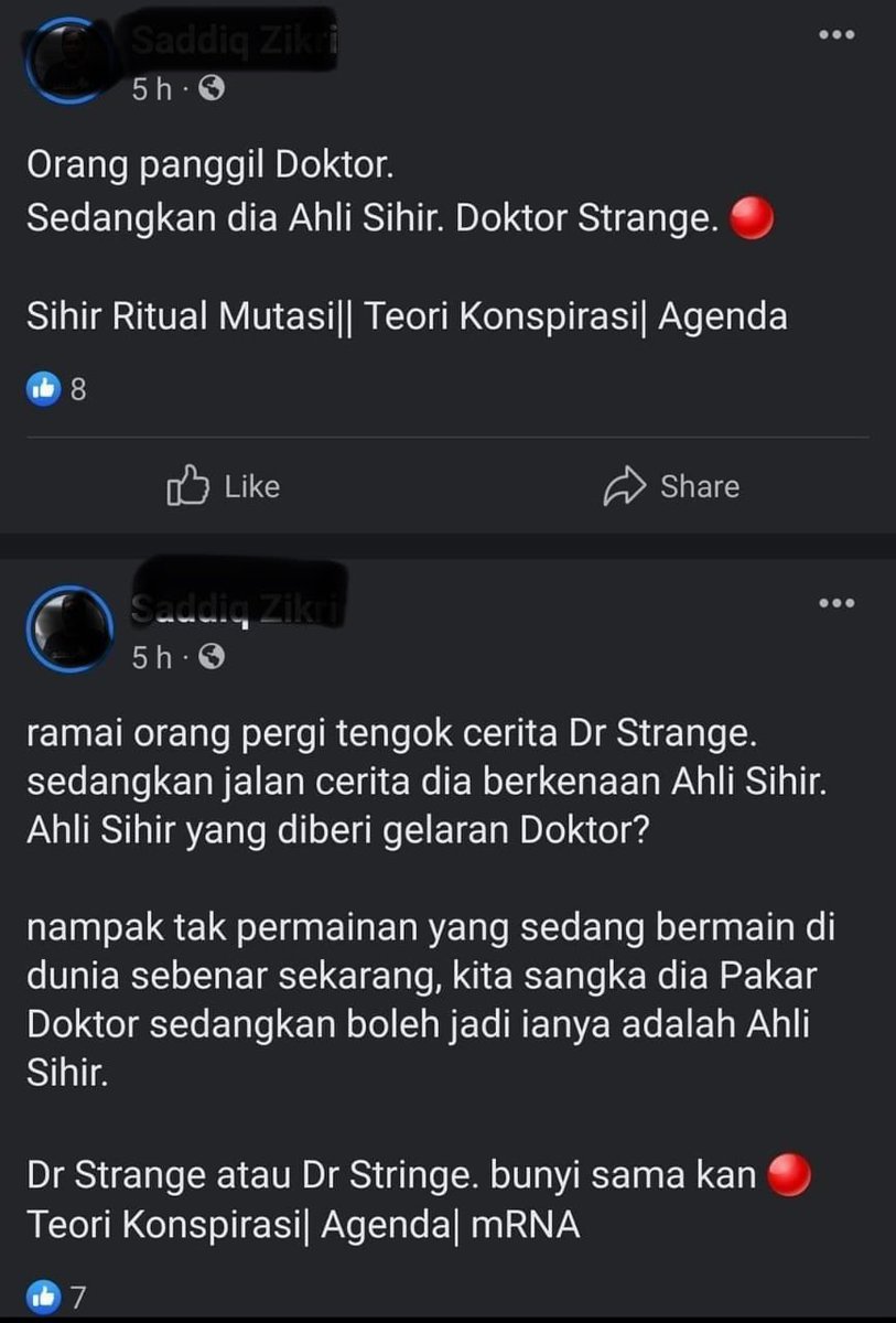 khairul_hafidz's tweet photo. Selalunya doktor ni dicop agen dajjal, agen zionis laknatullah, ejen WHO, ejen rockefellar atau ejen israel.

Ni teori konspirasi baru ni, ahli sihir. 😅 https://t.co/nUTX7Xp1WP