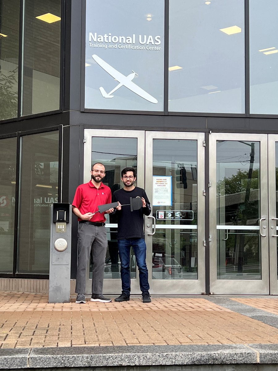 SinclairUAS's tweet photo. Exchange student Eyji Cuff satisfied his completion of his experience with the National UAS Training and Certification Center.  Eyji designed and 3d printed historical wings for the department's wind tunnel. https://t.co/SOWfPaWU6p