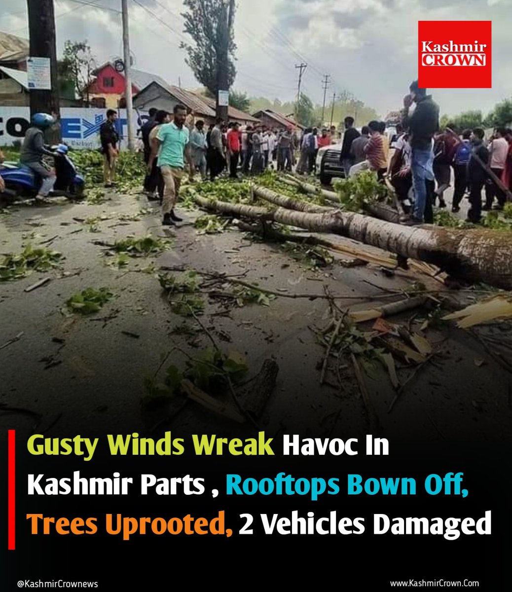 kashmircrownews's tweet image. #Gusty winds #accompanied by #isolated showers and #hailstorm this late-afternoon caused damage to orchards, residential houses, Vehicles and #uprooted trees in various parts of the Central and North Kashmir.