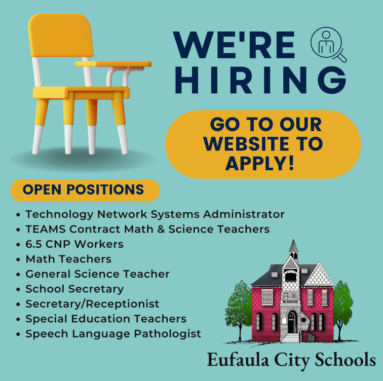 Southeast ALWorks on Twitter "Eufaula City Schools are hiring the following positions! If