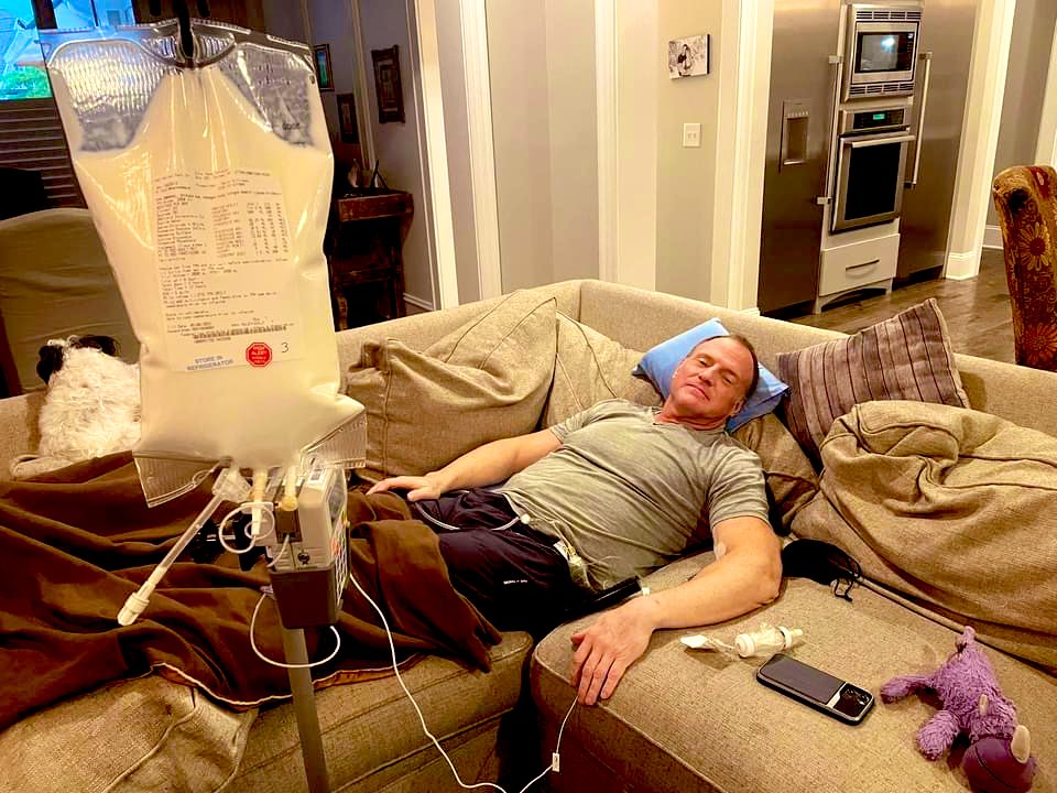 Paul_Wischmeyer's tweet photo. Our new normal at home on #TPN
Hard to be NPO still (3 wks now), but surviving
Amazing all the care we can do at 🏡 includes:
- #HomeTPN
- IV Antibiotics
- Wound Vac
- JP drain
@MichelleMMPA is doing an AMAZING job making all this possible- could never do it without her! https://t.co/NCWT2l0lyn