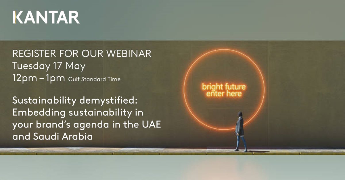 Kantar_AME's tweet photo. Attend our webinar next week to find out about the link between sustainability, brand resilience &amp; growth; what sustainability means for consumers in the Middle East; and how to navigate the emotional world of sustainability in advertising. ✅

 Register: https://t.co/xWMAp8fM6J https://t.co/rRqNMwx8TT