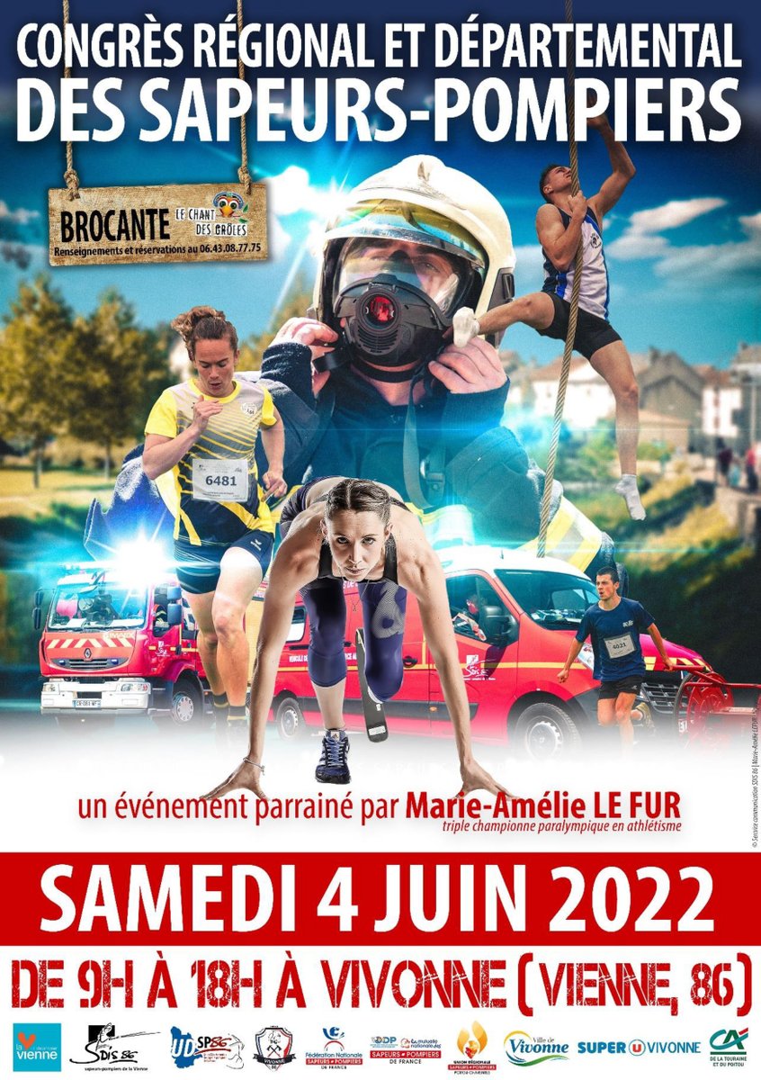sdis86's tweet photo. 📅 RDV le 04/06 prochain à #Vivonne dans la #Vienne86, pour le #Congrès régional et départemental des sapeurs-#pompiers !
➡ un événement organisé par #UDSP86 et en présence de @mariealefur, marraine de l'événement !
👉 + D'INFOS ICI : https://t.co/RjWjMFdDUJ https://t.co/ISrvWJapIc