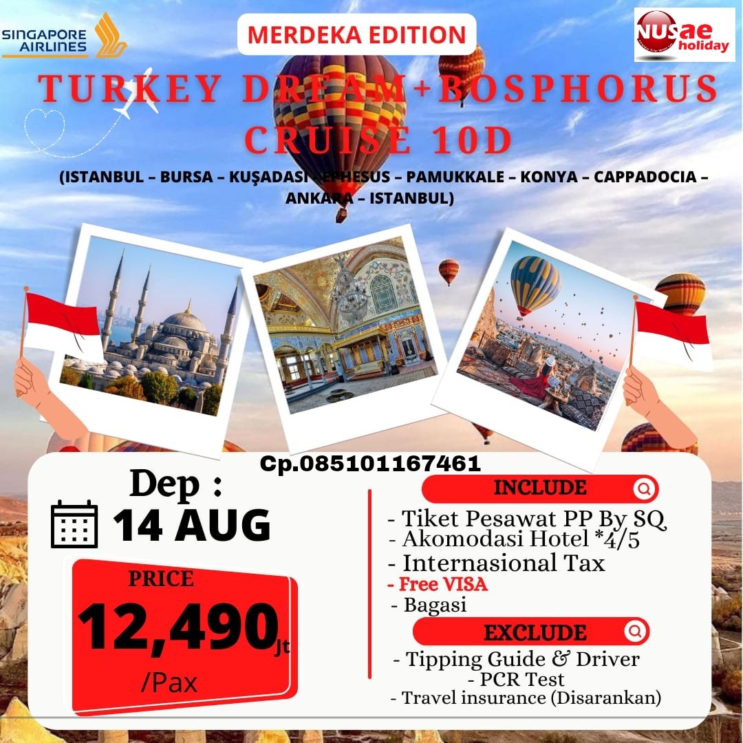 NusaeHoliday's tweet image. Turkey Dream + Bosphorus Cruise 10D
Only Rp 12.49 jt / pax
Grab it fast dear !.
" Happy Trip With Us,Your Satisfactions is Our Priority "
#instaphoto #instapict #promotrip #promotour #turkeytrip #nusaeholiday #tourandtravelandung #happytripwithus #happytrip #jalanjalanasik
