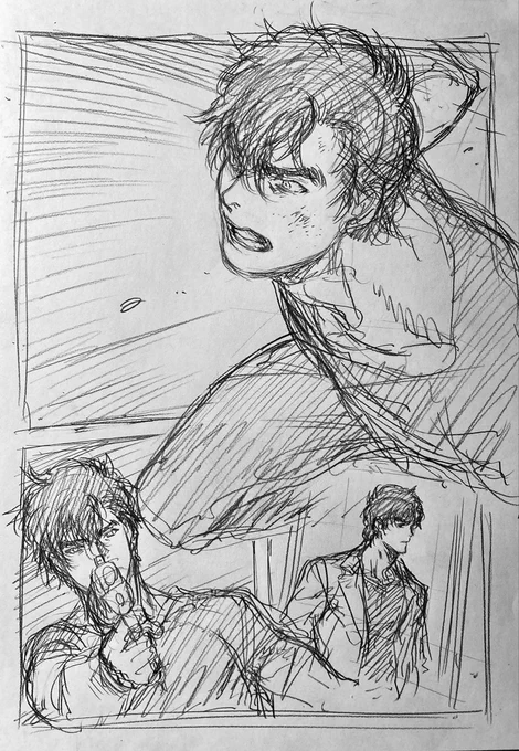 ラフ描き、CH

冴羽さんの必死な顔って余り見た事ない気がする…。
いつも何か余裕有り気なんだよな〜。 