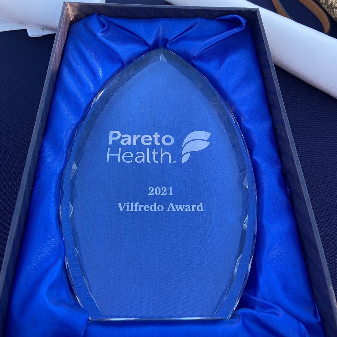 Two of our clients received prestigious awards at the Pareto Health Convention in Coronado, CA. Pictured accepting the awards are Jill Kindell of Miami Valley Steel Service and Cynamyn Clem of Harmony Systems. Congrats!