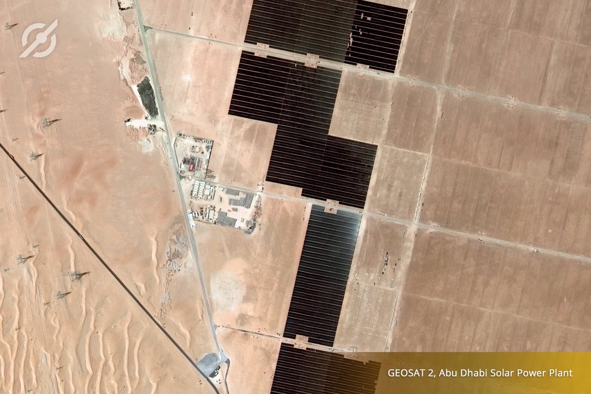 geosat_sat's tweet image. #GEOSATSeries –  #ENERGYandRESOURCES - The Noor Abu Dhabi #SolarPowerPlant is the World&apos;s largest single-site solar plant located near #AbuDhabi in Sweihan. It covers an area of 8 sq km, features 3.2 million solar panels and has enough power to cover the demand of 90,000 people.