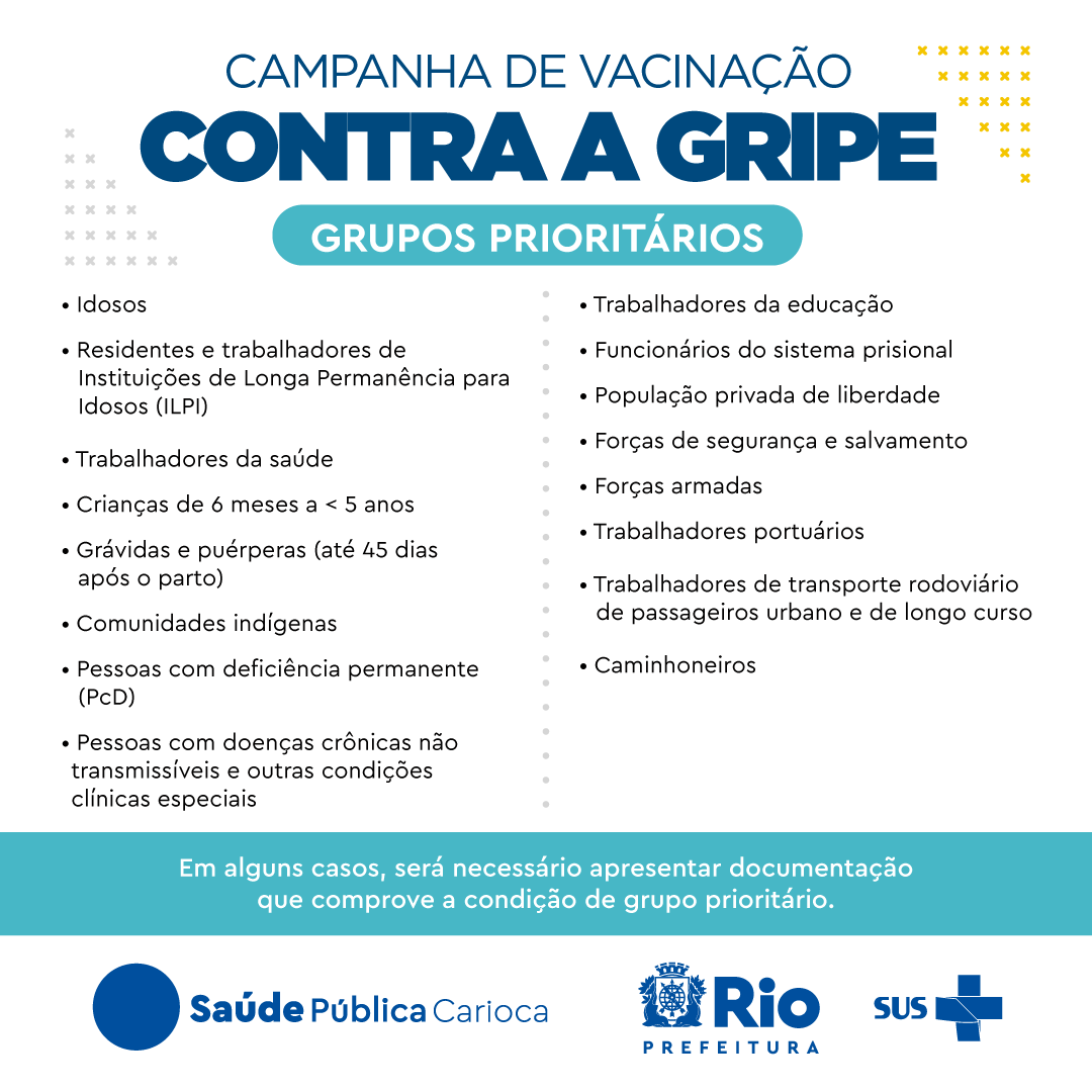Saude_Rio's tweet photo. Começa hoje, dia 9/5, a nova etapa da campanha de vacinação contra a gripe no município do Rio de Janeiro! Até o dia 14/5, serão vacinados os trabalhadores da saúde e demais grupos prioritários de 50 a 59 anos. https://t.co/ZAx4I1xn4N