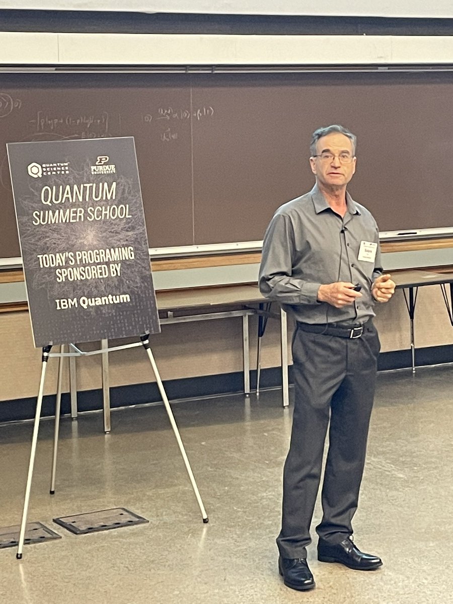 PurdueQuantum's tweet photo. .@PurdueChemistry Prof. Sabre Kais kicks off the @IBM Quantum Day of Learning at the @QuantumSciCtr Summer School. He is discussing quantum machine learning for complex many-body systems. Join here: https://t.co/3sszMxxevo https://t.co/PgIzNrBq7S