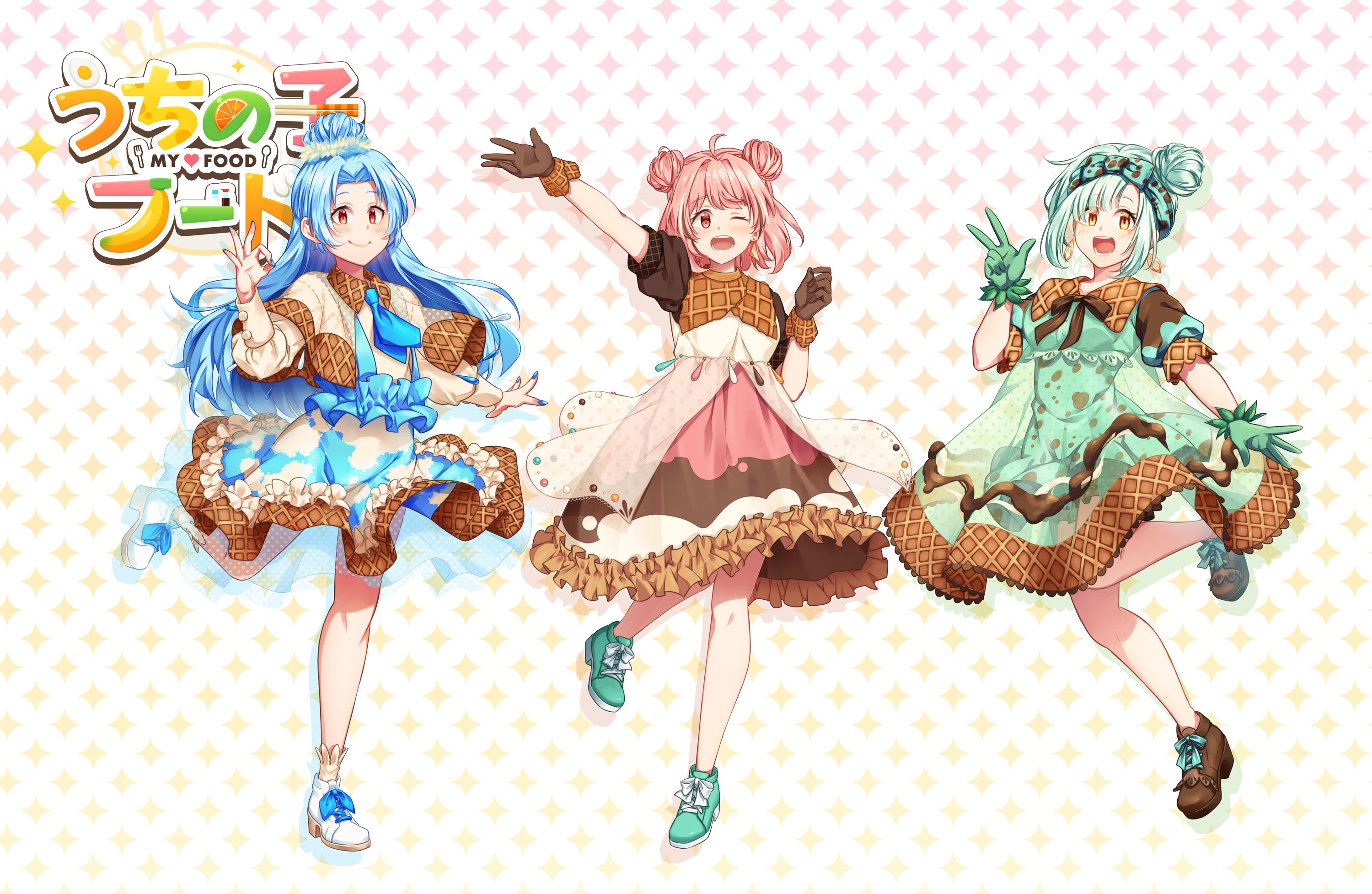 柑橘コウ デザイナー兼イラストレーター うちの子フードのアイス娘メンバーが増えてきました チョコミントアイスクリームちゃん ソーダアイスクリームちゃんが新キャラです うちの子フード 擬人化 T Co Qj35haptnq Twitter