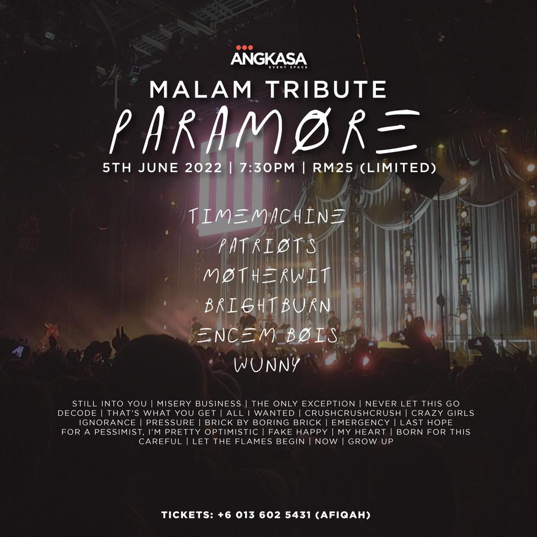 timemachinewho's tweet photo. WE’VE BEEN WAITING FOR THIS MWAHAHAHAH <3 cant wait to share the stage with @PatriotsMY, @motherwitnoise, @brightburnmy, @EncemBois &amp; @SyazwaniMohsin to celebrate paramore <3 LETS GOOOOOOOOOOO https://t.co/ySsLWP5Ycs