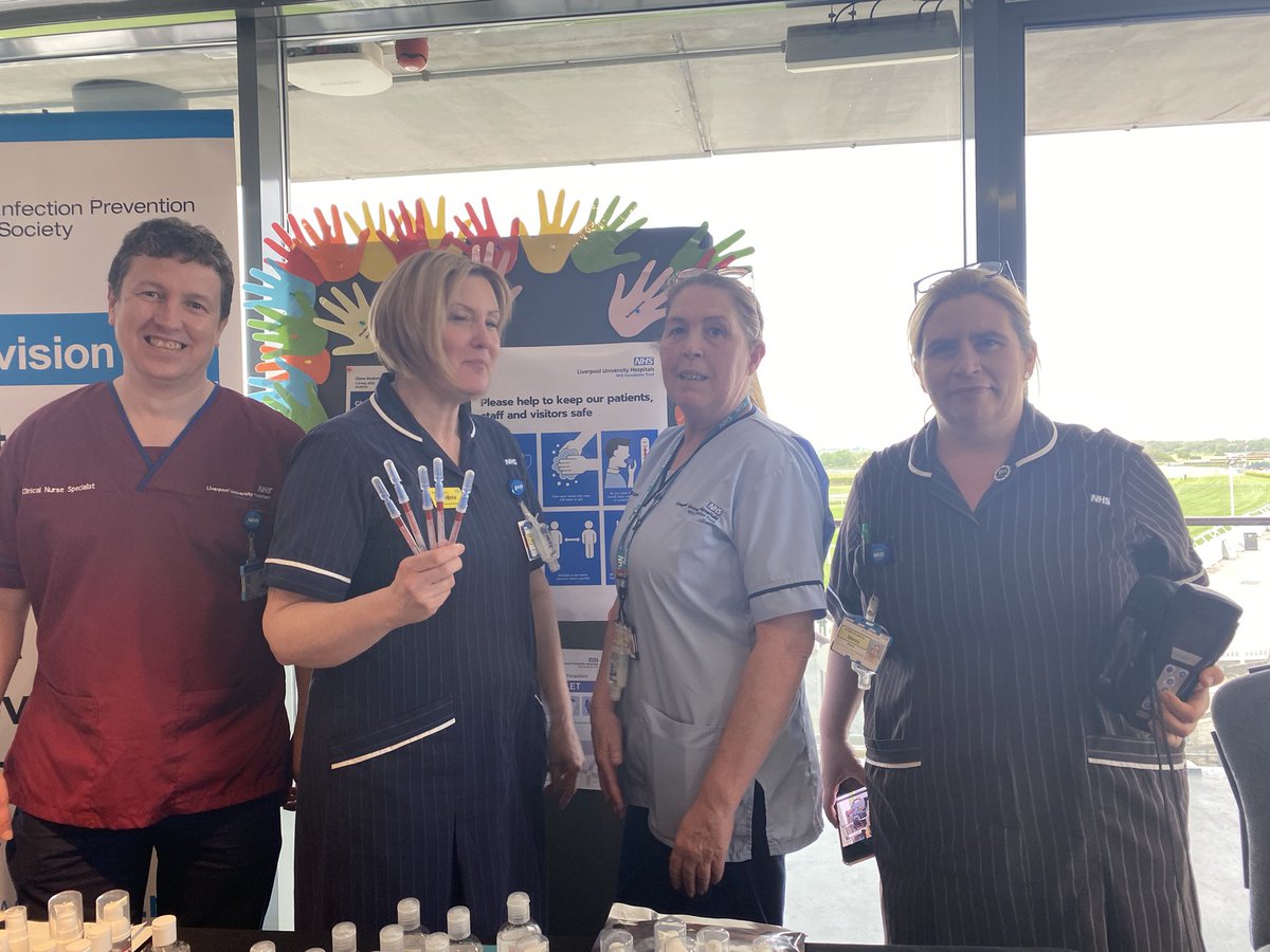 DebbieLankstead's tweet photo. IPC team celebrating  nurses week with fellow colleagues. Inspirational day!  #nursesloved@LUFT @LivHospitals https://t.co/tJ30L2hRi1