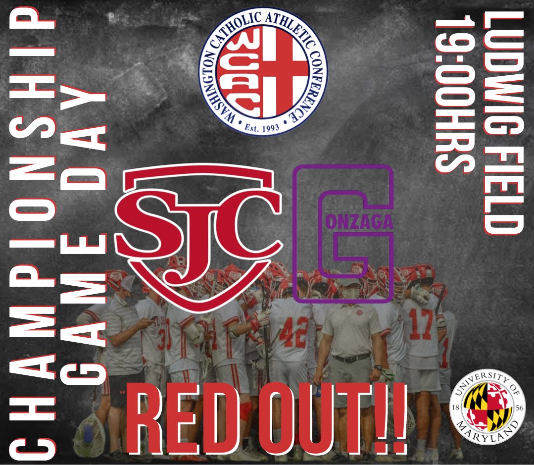 LaxSjc's tweet photo. Game 18- WCAC CHAMPIONSHIP - The Cadets are traveling to the University of Maryland to face-off against Gonzaga today.  Come out and support this great team.  WEAR RED!! The game will be broadcast by 1st Amendment Sports.  Let’s GO CADETS!! https://t.co/Jp1PADrwsk
