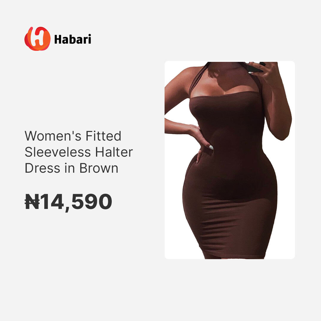 This stylish brown dress is up for sale at N14,590 to order now click here: ow.ly/YPaz50J2LK4

#Dress #fashion #womensfashion #habarishop #shophabari