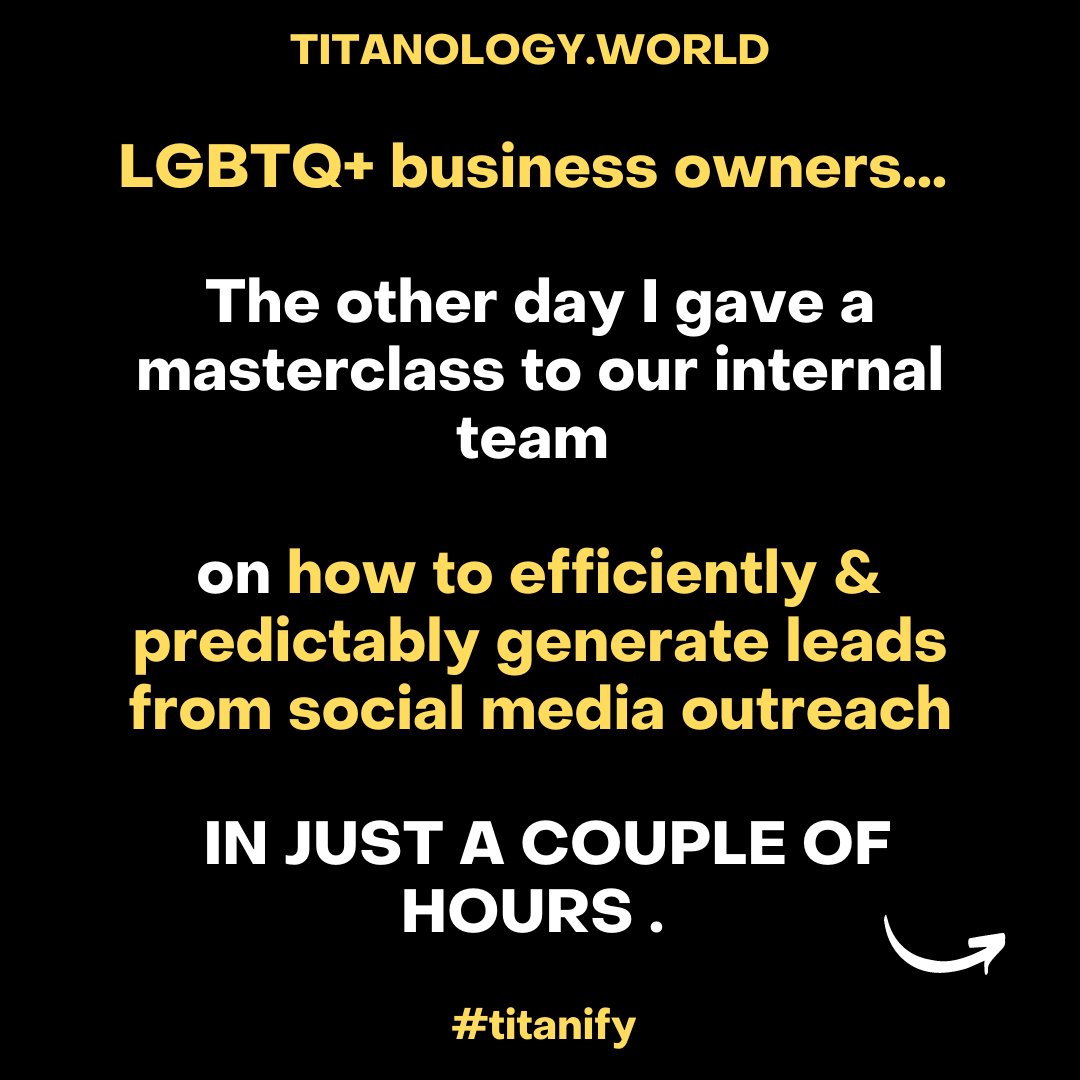 TitanologyWorld's tweet photo. Want to know how to efficiently & predictably generate leads from social media outreach in just a couple of hours? ๐
Comment "Leads" and I'll give you all the details.
#socialselling #sales #titanify #tipsforsmallbusinesses #smallbusinesssupport #smallbusinessadvice https://t.co/g2wqscBhH8