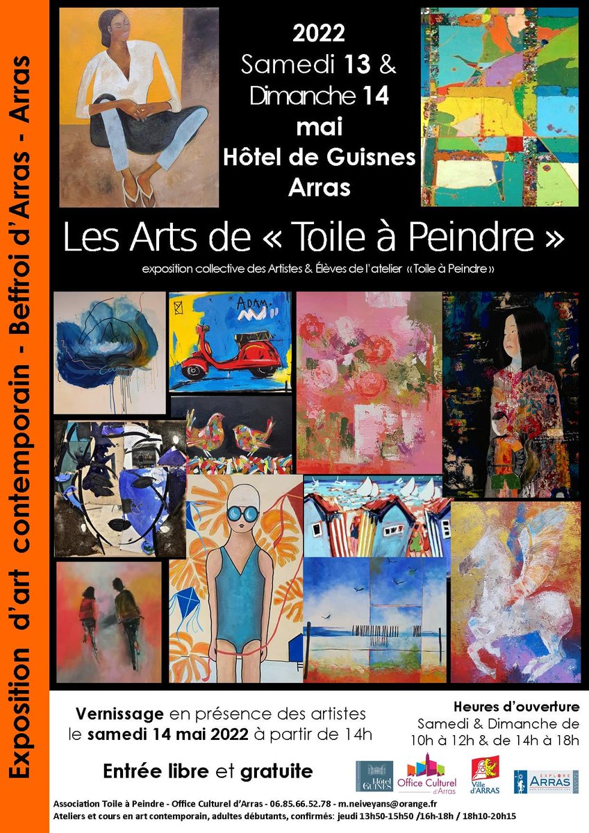 VilleArras's tweet photo. 🧑‍🎨 Découvrez les Arts de Toile à peindre
📆 Samedi 14 et dimanche 15 mai, 
🕙 De 10h à 12h et de 14h à 18h, 
📍À l'Hôtel de Guînes à #Arras
ℹ️ Entrée libre et gratuite https://t.co/HHdCyIhfqF