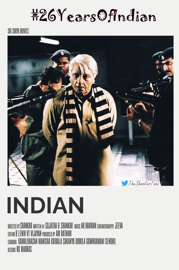 ulaganayagan1's tweet photo. #Indian was the highest grossing Tamil film at the time of it's release beating the collection of Baasha and #KamalHaasan won the National Award for Best actor for his performance in the film.
#26YearsOfIndian @shankarshanmugh @ikamalhaasan #VikramFromJune3 https://t.co/Mi63qvSAtD