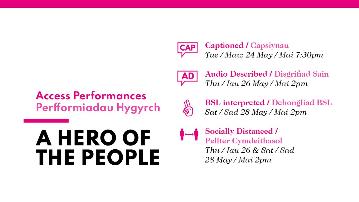 ShermanTheatre's tweet photo. Take a look at the accessible performances for our upcoming #MadeAtSherman production, A Hero of the People. See you there!

Dyma'r perfformiadau hygyrch i'n cynhyrchiad #CrewydYnYSherman sydd ymlaen cyn hir, A Hero of the People. Welwn ni chi yno gobeithio😀

#accessperformances https://t.co/KeXb62e5gY