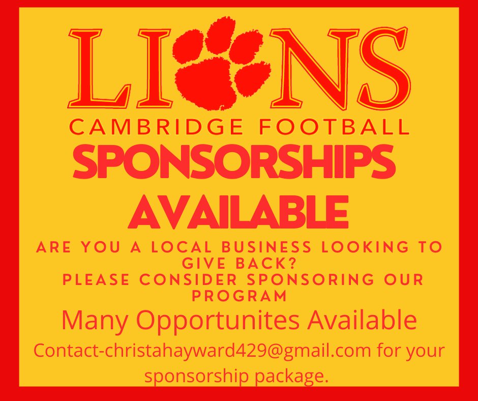 We are getting set to start our season very soon. We are hoping to secure some additional team and game day sponsors. If you are interest please send a private message. Thank you CMFA