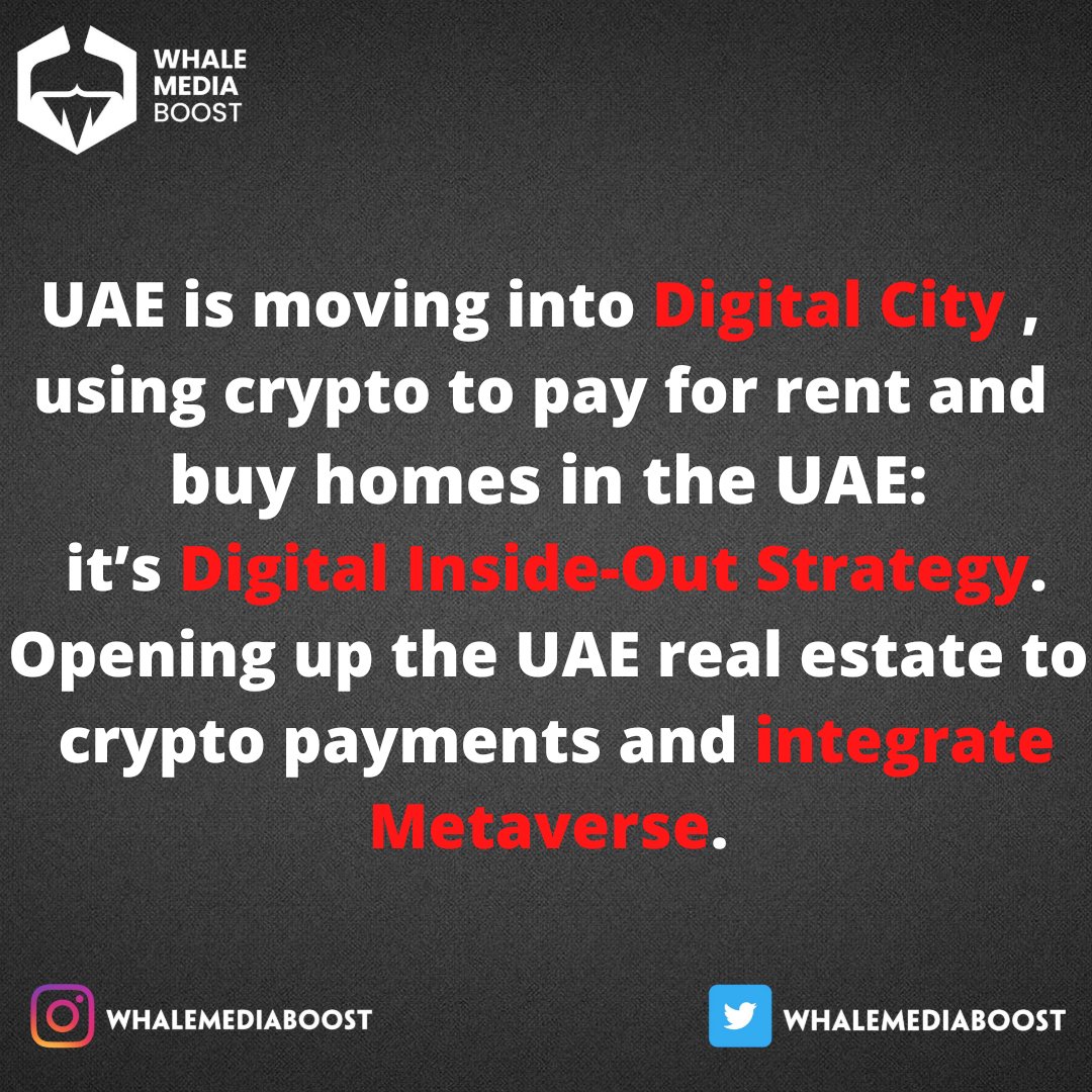 WhaleMediaBoost's tweet photo. Opening up the UAE real estate to crypto payments – including Bitcoin and Ethereum – could be the biggest change to the sector since the Palm Jumeirah was announced. Web 3 Era is here, make sure you make right move.

#uae #dubai #web3 #metaverse #realestate #nft #strategy https://t.co/uCK4c9CS5j