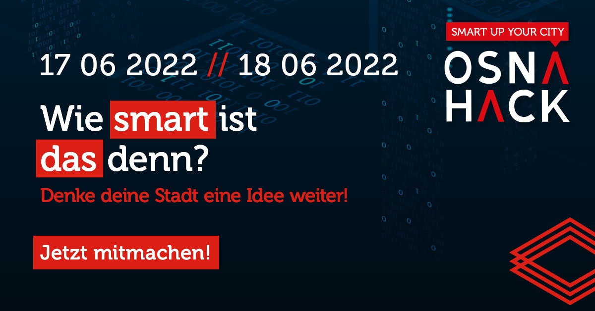 "Smart up your city" ist das Motto des diesjährigen OSNA HACK. Es wird auch einen Zuschauer:innenpreis geben, welcher von smartOPTIMO gesponsert &amp; übergeben wird. Mehr Infos findet Ihr unter: osnahack.de/#osnahack Seid gerne dabei &amp; stimmt für Euer Lieblingsteam ab!