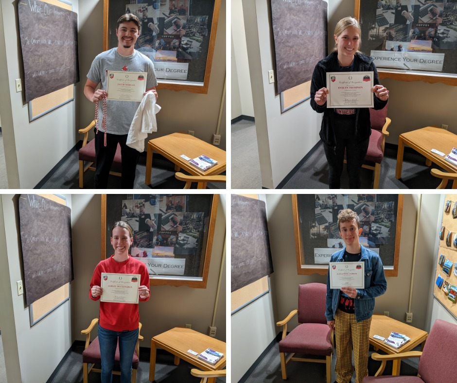 UCMHarmonEdge's tweet photo. Congrats to the Spring 2022 Harmon Professional Edge graduates  Ashley Blackwell, Ashley McClenahan, Emily Kepley, Evelyn Thompson, Jacob Morgan, John Scheper, Alex Gamblin, and Kaylee Tieman! https://t.co/vJ8OawwrM6