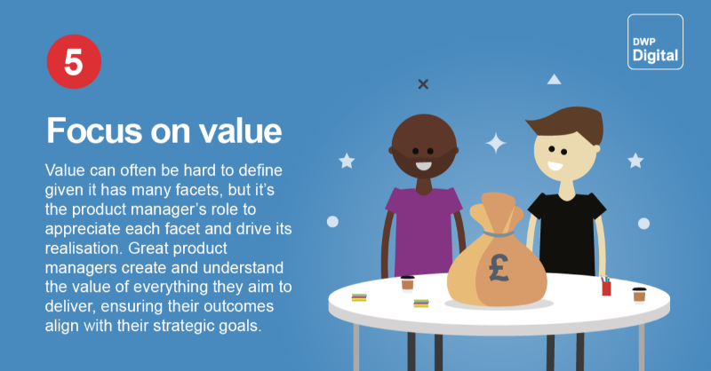 DWPDigital's tweet photo. Check out these great top tips for #ProductManagers

📌Put your users first
📌Make evidence based decisions
📌Vary your communication techniques
📌Lead without authority
📌Focus on value
📌Truly own your product

#DigitalWithPurpose