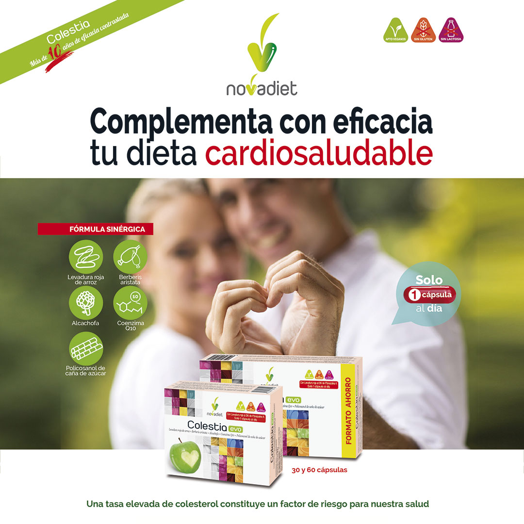 novatuits's tweet photo. Una tasa elevada de #colesterol es un factor de riesgo para nuestra #salud. Completa con eficacia tu dieta cardiosaludable, con #ColestiaEvo #noVadiet https://t.co/AJkDeHecvM https://t.co/cwTTmGn0GN