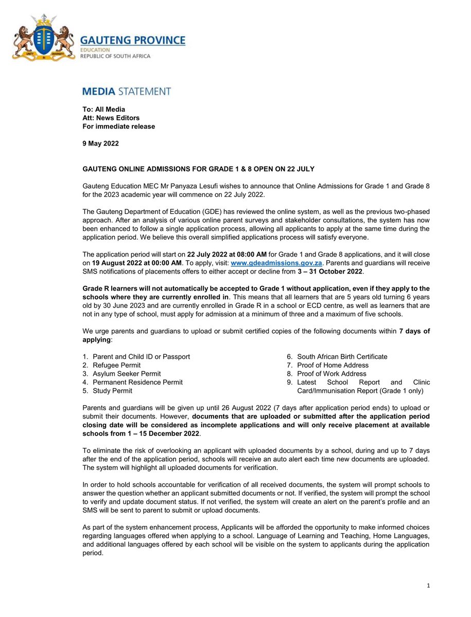 Gauteng Department of Education tweet media