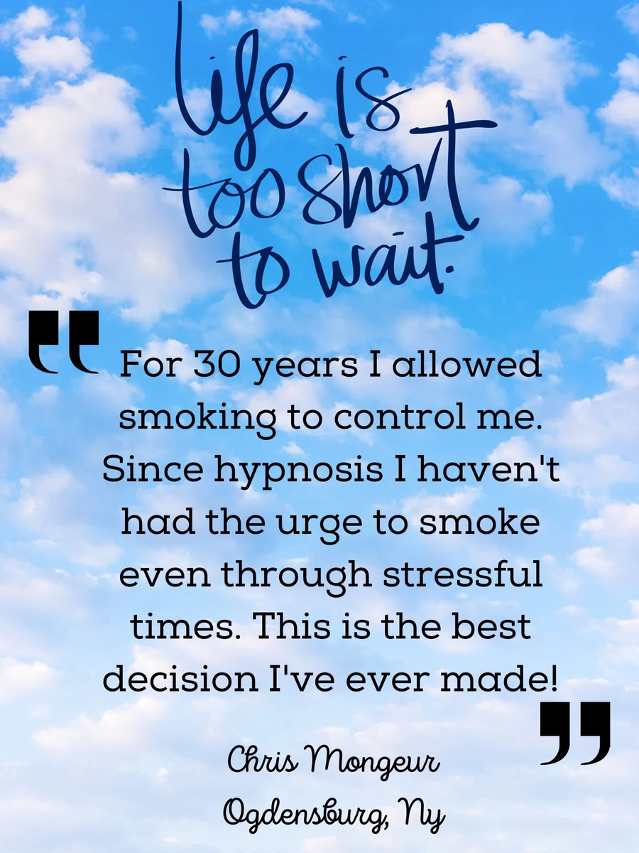 Cameron_Gio's tweet photo. Life is too short to wait! Call North Country Hypnosis now! https://t.co/xH6AsOLh01