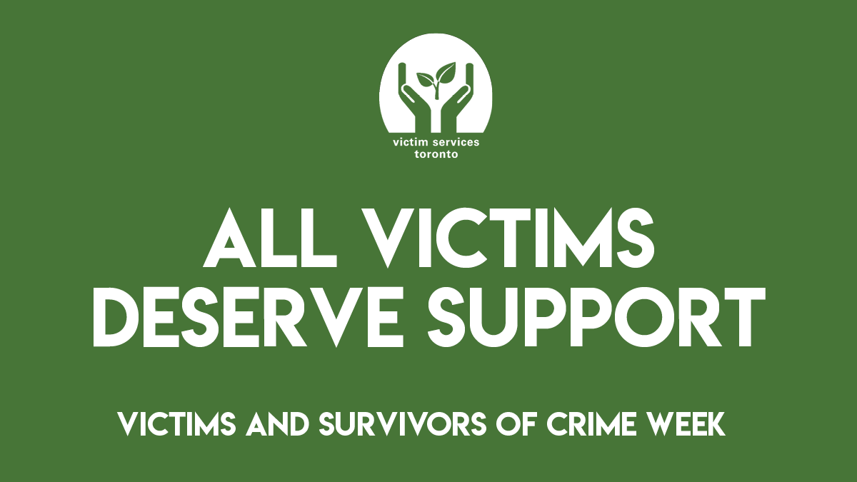 VSToronto's tweet photo. Victims and Survivors of Crime Week aims to raise awareness about the challenges and barriers that victims and survivors face. All victims deserve support and access to accessible and responsive services. [1/2] https://t.co/lxN4VbjV5M