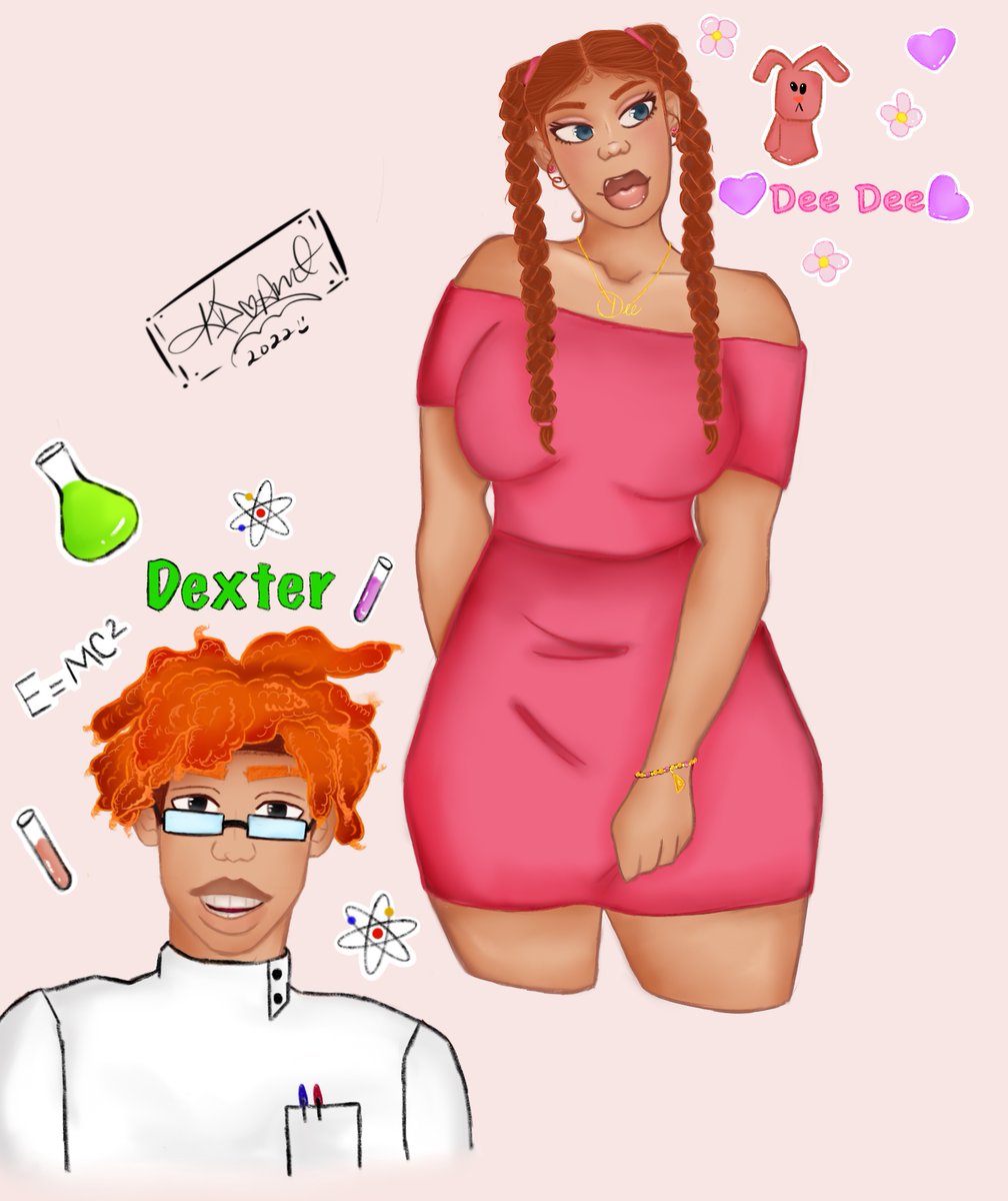 KittenDairy's tweet photo. My version of Dee dee and dexter from #dexterslaboratory . I wasn’t a big fan of the blonde hair but I still posted for you guys to see. Enjoy 😊 
#dexter #deedeedexterslaboratory #procreate #procreateart #procreatedrawing #art #artwork #blkartist #blakart https://t.co/qsCwmLpw1P