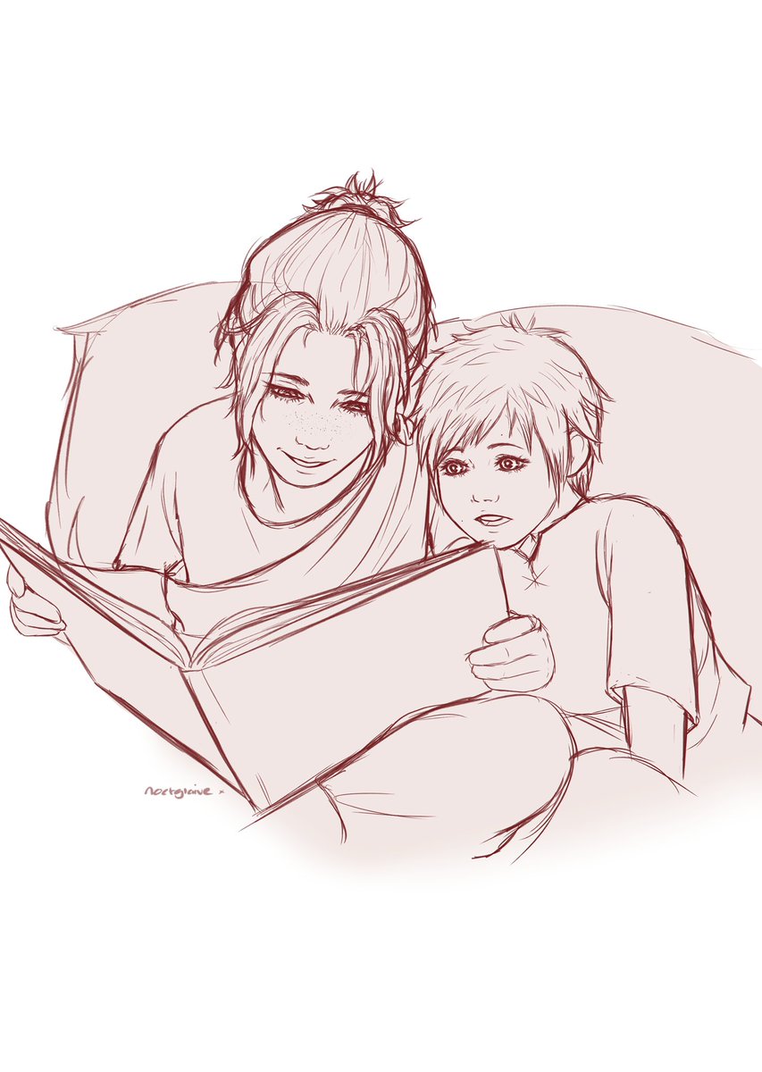 noctglaiveart's tweet image. - little Ardyn and Somnus enjoying a book together. (on that note, #HBDsomnus)
