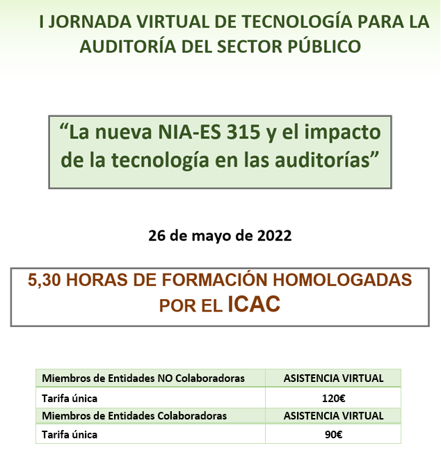 FiasepFundacion's tweet photo. Aún estás a tiempo de inscribirte a la I Jornada Virtual de Tecnología para la Auditoría del #sectorpúblico: Interpretación y aplicación #NIA315 , que celebra FIASEP el próximo 26 de mayo.

Puedes ver el programa completo e inscribirte en este enlace: https://t.co/8aSFO7XGC0 https://t.co/4TCRfA4Ie6