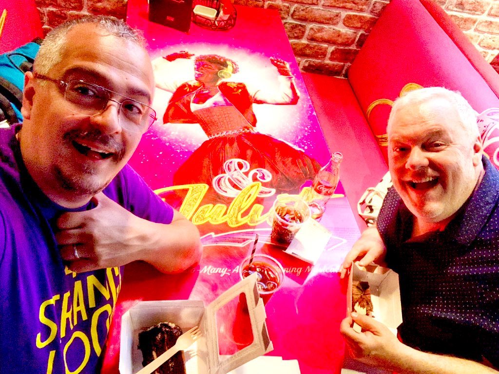 gerardwozek's tweet photo. Still singing #MaxMartin’s soundtrack to @AndJulietBway #andjuliet Thankyou @isaiasfanlo for the #BEST gift (& these 📸 photos) @ILoveGayTheatre @ILoveGayTravel @ILoveGayLondon @ILoveGayMusic ❤️ #kealasettle @ILoveGayToday #hitmebaby @WestEndTheatre @thetheatrecafe #Shakespeare https://t.co/vTaEi8VIVZ