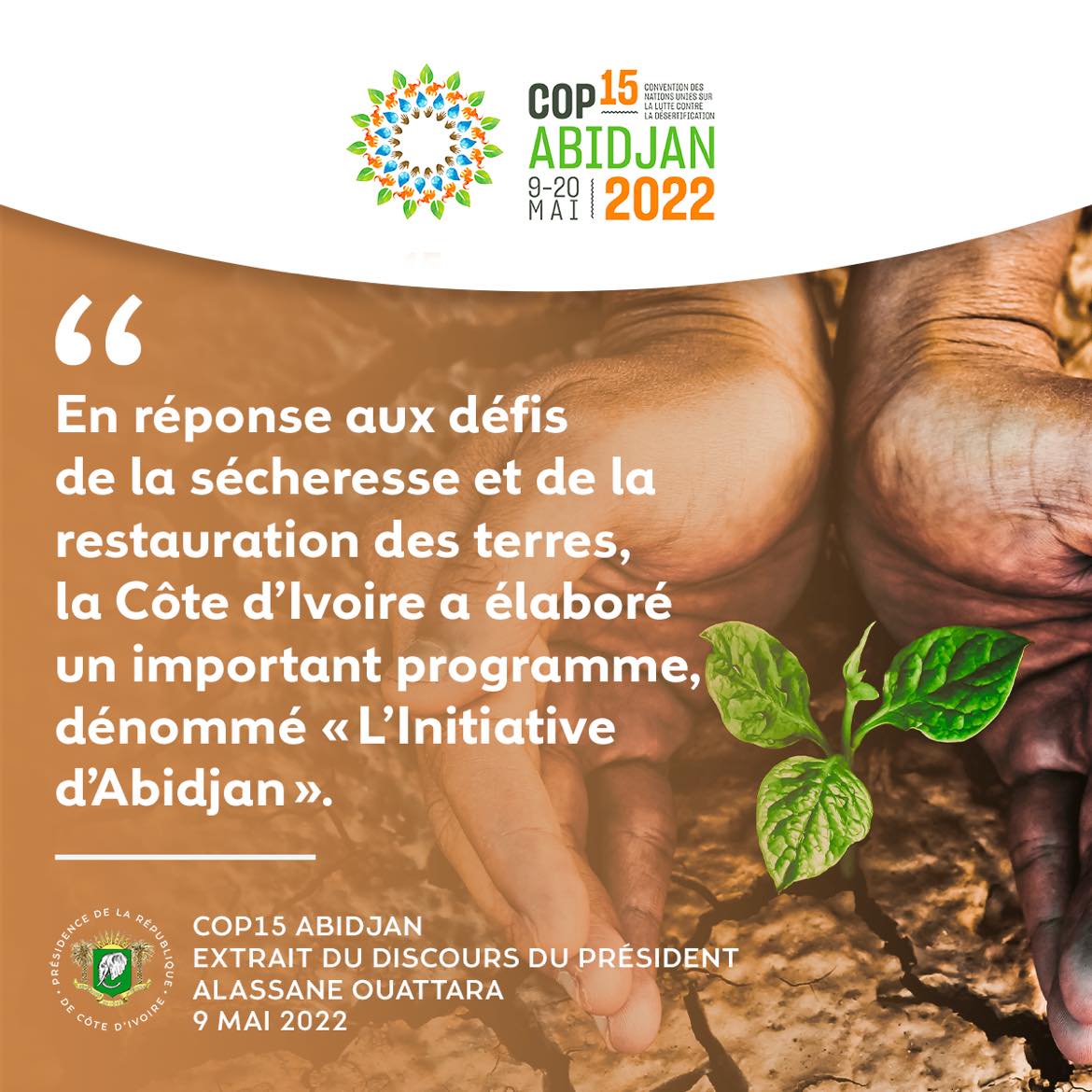 AOuattara_PRCI's tweet photo. Je porte personnellement «l’initiative d’Abidjan », avec l’espoir qu’elle inspirera d'autres pays, en #Afrique et dans le reste du monde. #COP15Abidjan. https://t.co/VyNJakI40V