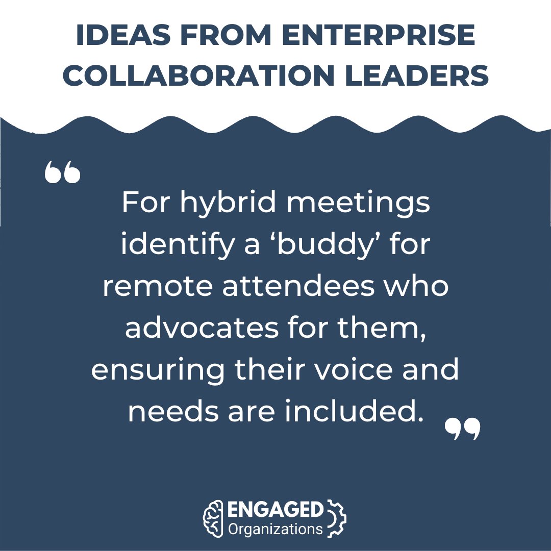 Simple💡to improve #hybridwork meetings.

Do you have any tips &amp; tricks for making hybrid meetings (some people in-person, some remote) work more effectively?