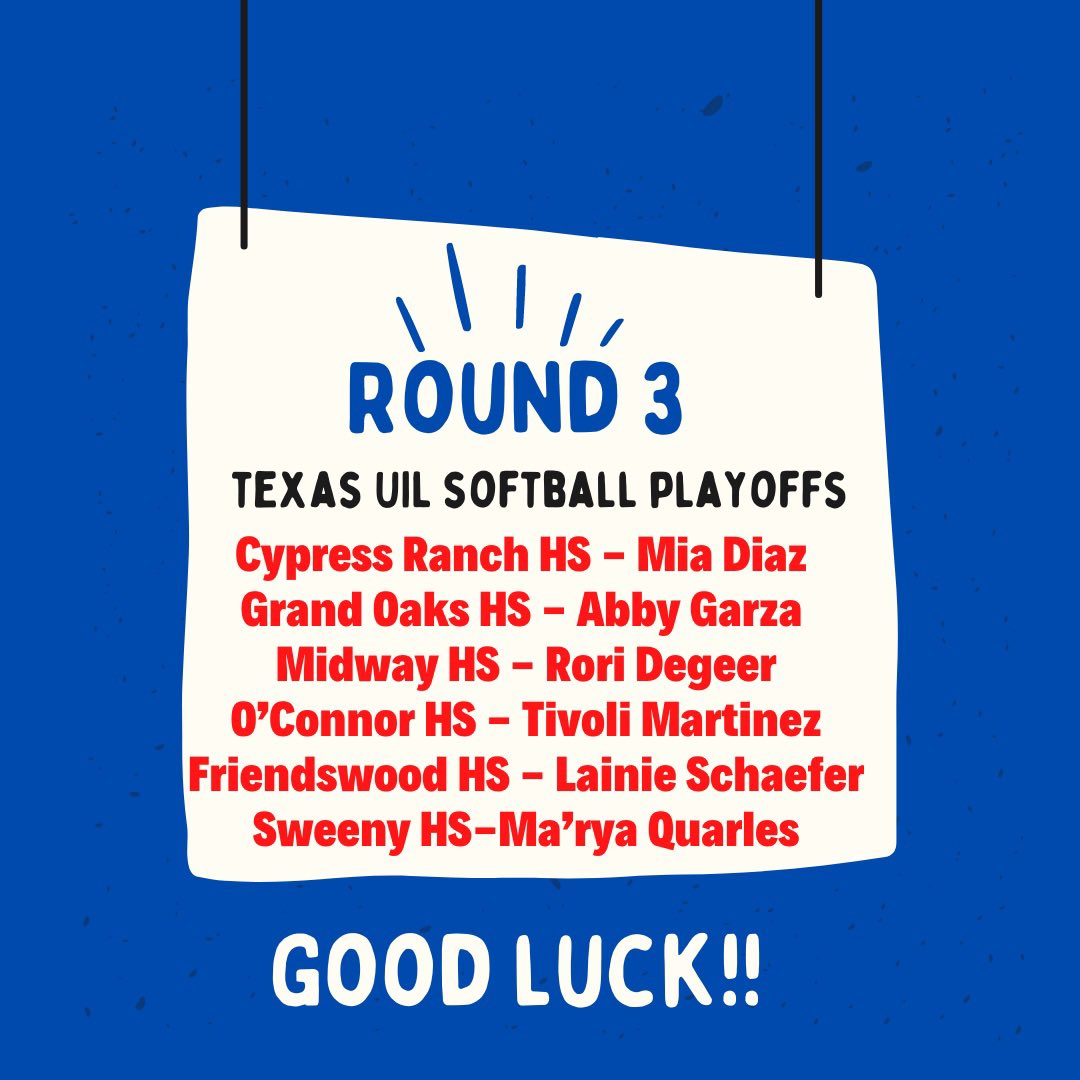 𝑀𝑜𝓋𝒾𝓃𝑔 𝑜𝓃 𝓉𝑜 𝑅𝑜𝓊𝓃𝒹 𝟥! Good luck to our girls as they make their way toward State. 
<a href="/SchaeferLainie/">Lainie Schaefer</a> <a href="/rpdegeer/">Rori Degeer</a> <a href="/marya_quarles/">marya quarles</a> <a href="/miadiaz2024/">miadiaz2024</a> <a href="/AbbyGarza2024/">Abby Garza 2024</a> <a href="/MartinezTivoli/">Tivoli Martinez</a> 
#BlazeUnited #bStrong #bCommitted #bFearless #bBlaze #QE