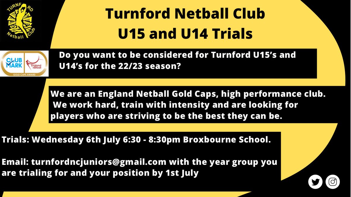 Want to join our U14 or U15s next season??? Come and trial🖤💛🙌