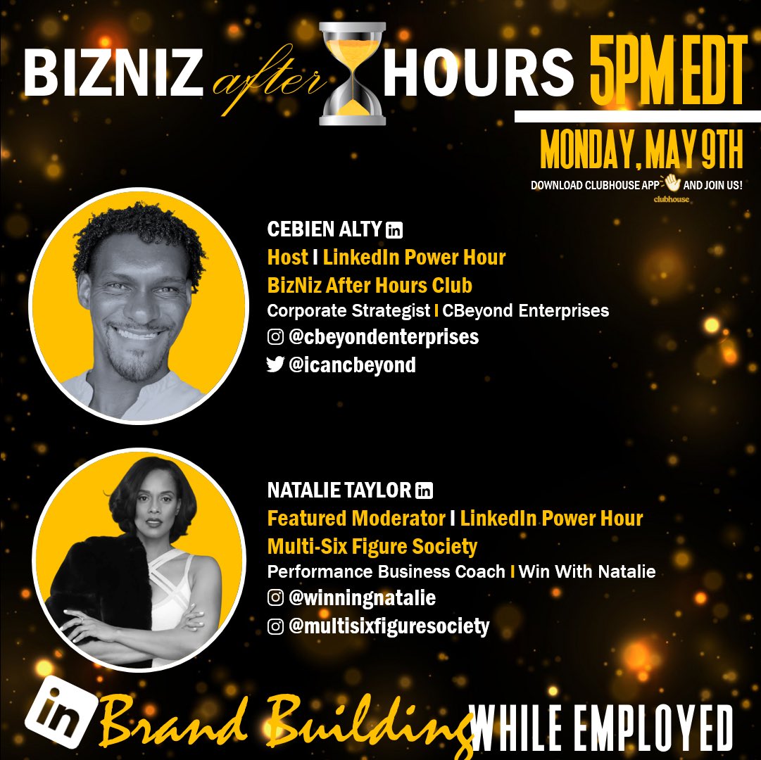 What do 👉🏾Powerhouse 👉🏾Multi-Six💰 Figures and 👉🏾Brand Building all have in common?

They all belong to Natalie Taylor, Performance Business Coach.

Tap in to grab these strategies for Brand Building while Working 9-5.

Link: clubhouse.com/join/bizniz-af…
