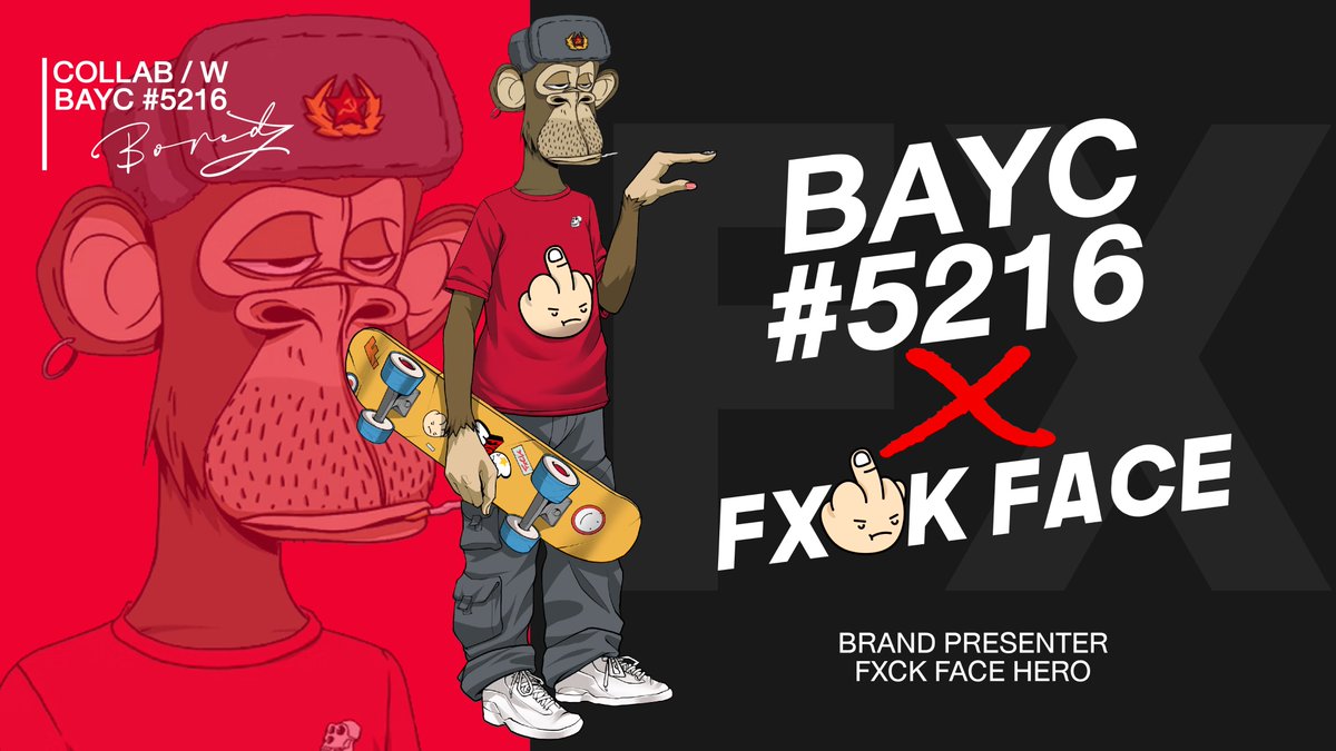 Hello Fxckers! 
We have teamed up with BAYC#5216 as our presenter for this Fxck Face Hero collection. This is going to be super fun, and we are excited to promote this cool collaboration.
.
Using an NFT as a presenter for the NFT project. What the fxck is this? 🤣
#BAYC #NFT
