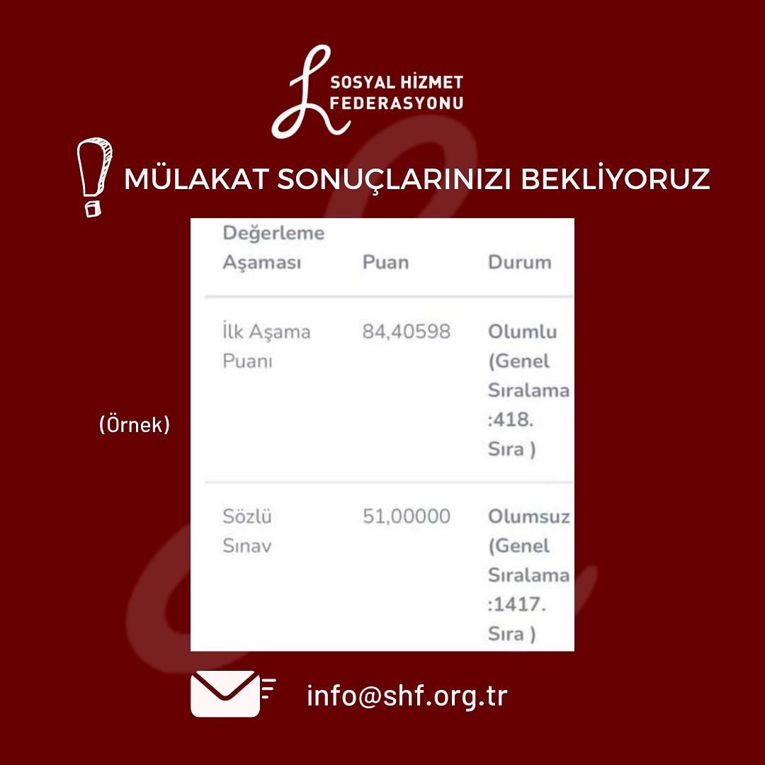 SHFederasyonu's tweet photo. MÜLAKAT SONUÇLARINIZI BEKLİYORUZ https://t.co/iZOsJDsLVl