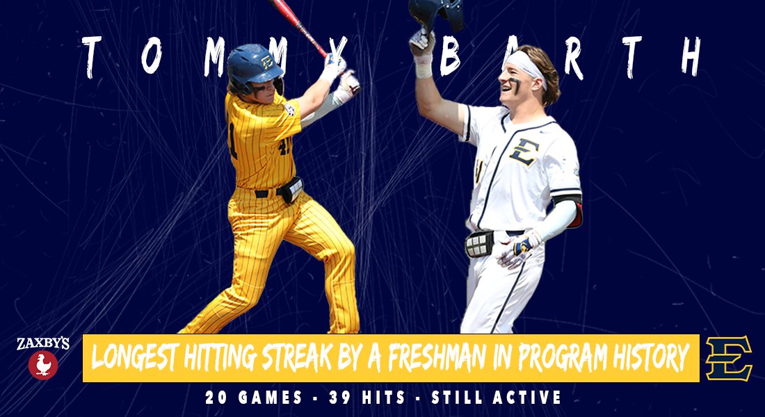 𝑅𝑒𝓌𝓇𝒾𝓉𝒾𝓃𝑔 𝐻𝒾𝓈𝓉𝑜𝓇𝓎 📝

After racking up a hit in all three games this past weekend, one man stands alone at the top.

#ETSUTough | <a href="/tommy_barth4/">Tommy Barth</a>